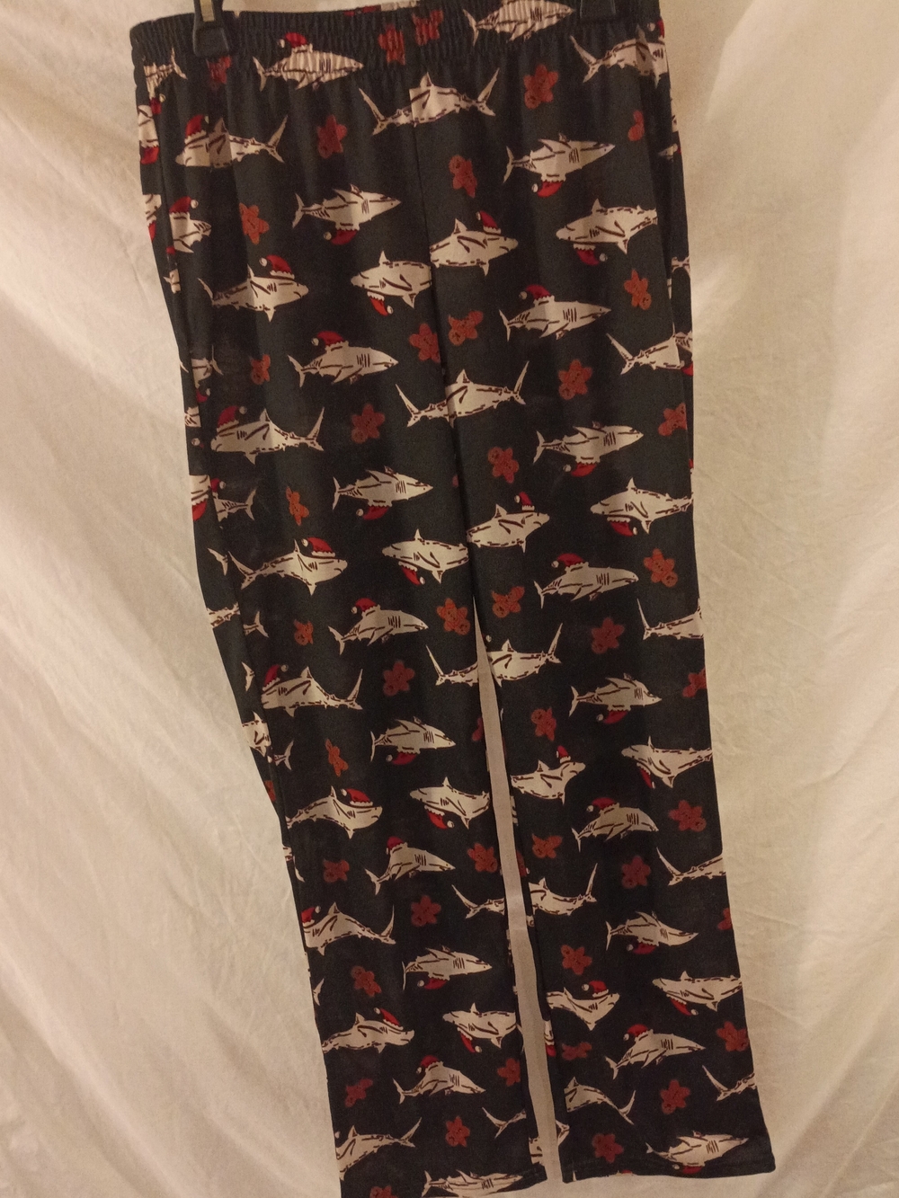 Cat & Jack Black Shark Print Pajama Pants with Red Accents